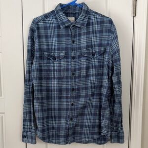 American Eagle Outfitters Blue Plaid Casual Button Down Shirt